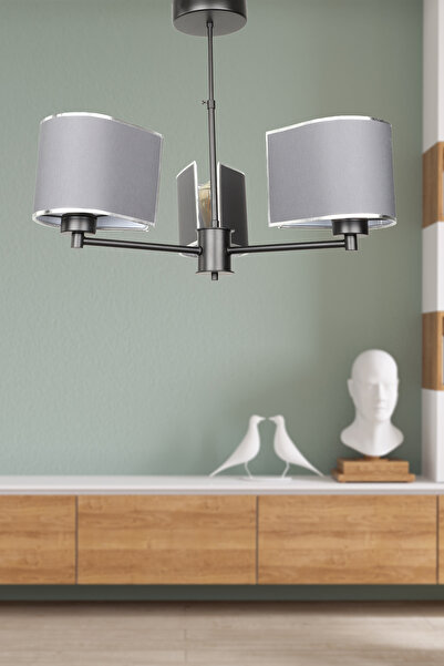 Begüsa Alina 3.Lü Şapkalı Avize Siyah