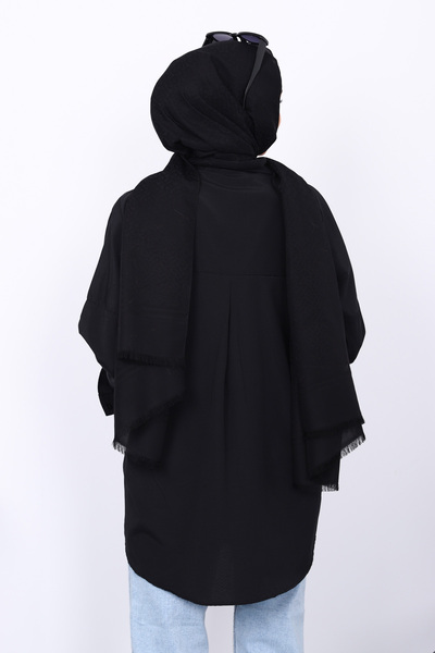 İmajButik Black Plain Terikoton Casual Shirt