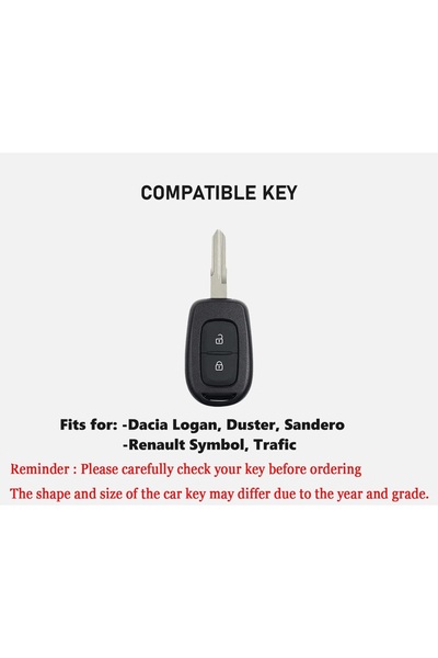 LUVLU Husa premium cheie Dacia 2 butoane compatibila Logan Sandero Duster Renault Symbol Trafic, Alb/Auriu