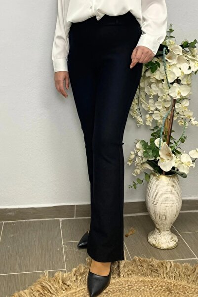 Mia Butik Women's Black Spanish Leg Punto Pants