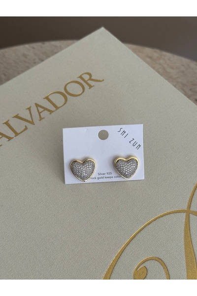 LUXSTONE Zircon Heart Gold Earrings
