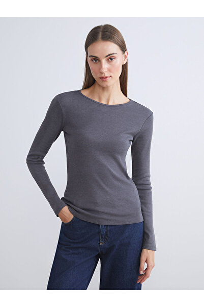 LC Waikiki Anthracite Crew Neck Women's Bodysuit