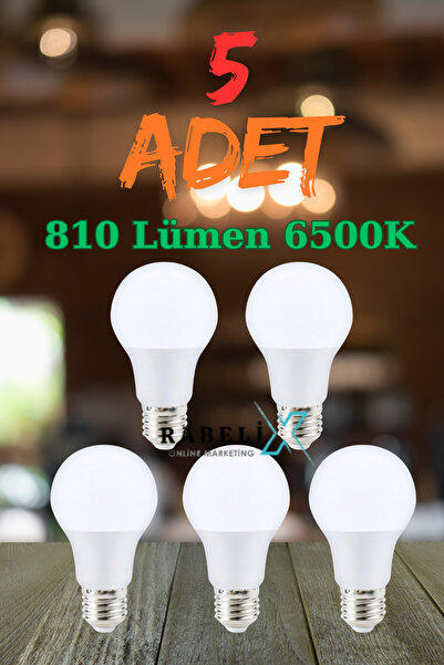 Rabelix Online Marketing 5 Adet 9 Watt E27 6500K 810 Lümen Beyaz Led Ampul