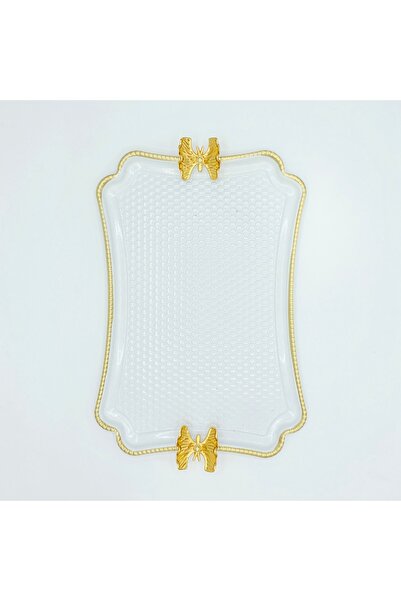 Lavin White Metal Engraved Rectangular Butterfly Presentation Tray