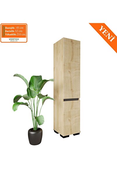 VM VERTEX MOBİLYA Floransa Tek Kapılı 4 Raflı Safir-Antrasit Çok Amaçlı Dolap