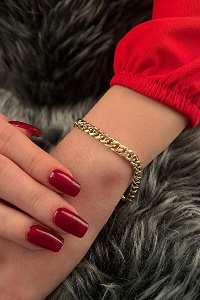 Fiyonk Kuyumculuk 14 Ayar Altın Gurmet Zincir Bileklik 8 mm