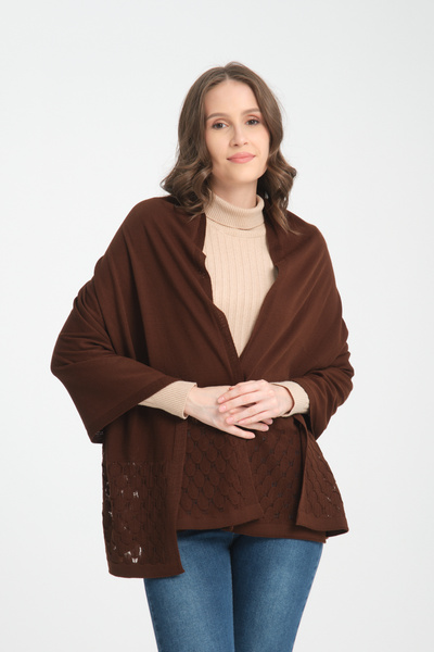 Cebe Openwork Pattern Detailed Knitwear Shoulder Shawl – Elegant Women's Shawl