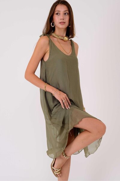 Park Moda 62171 Silk Dress with Strapless Straps