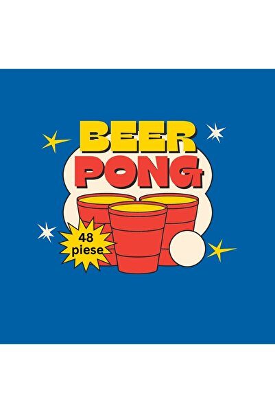 Flippy Beer Pong Flippy Drinking Game, 24 Cups, 24 Balls, plastic, reusable, portable, red