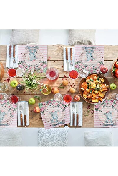 Flippy Set of 20 Table Napkins, Flippy, Elephant Print, Paper, 16.5 x 16.5 cm, Pink