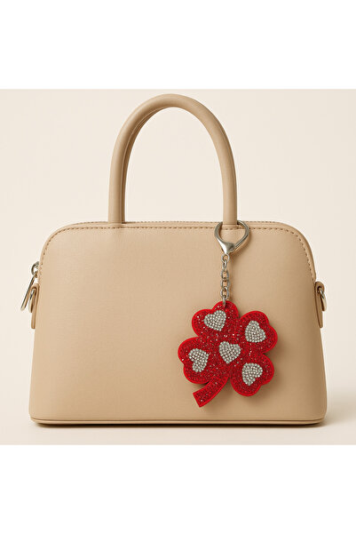 MD Moda Accessories سلسلة مفاتيح مزينة بحجر البرسيم الأحمر