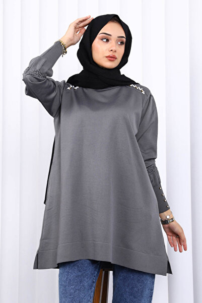 İmajButik Smoked Shoulder Stone Cold Yarn Knitwear Tunic