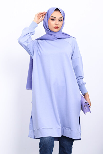 İmajButik Lilac Modal Tunic with Slits on the Sides