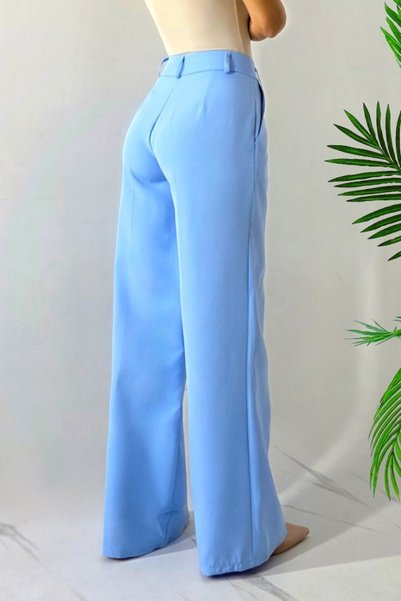 FashionForYou Pantaloni eleganți de damă AVIA, croială largă, cu buzunare, Albastru Baby Blue