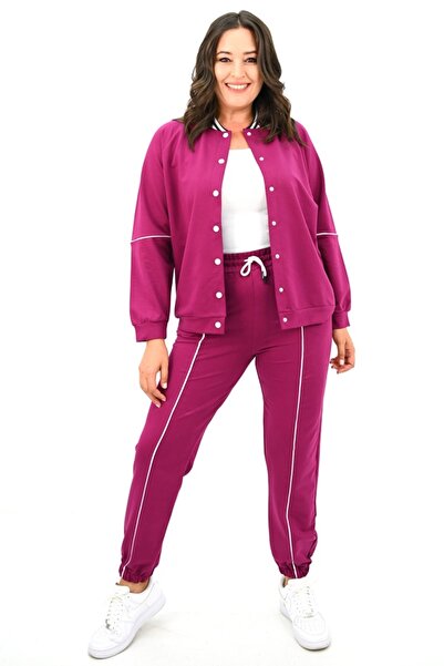 FashionForYou Γυναικείο κοστούμι, σακάκι με κουμπιά και αθλητικό παντελόνι Ca...