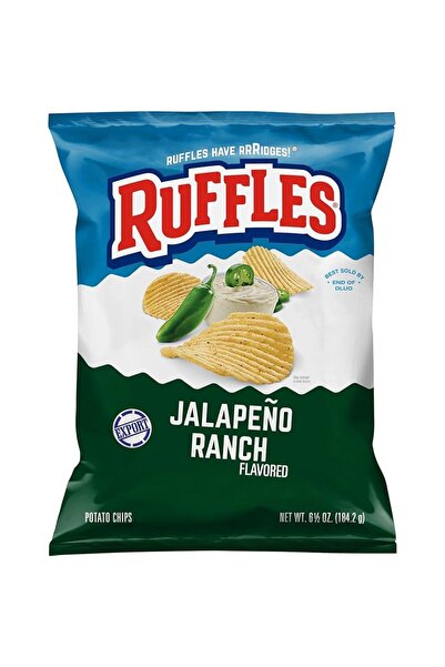 Ruffles Rufflles Jalapeno Ranch Flavored Potato Chips 6.5 OZ (184g) - Export x 4 Pcs