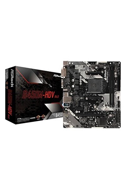 ASROCK B450M-HDV R4.0 AMD B450 3200+MHz (OC) DDR4 Socket AM4 mATX Anakart (ASRB450M-HDVR4)