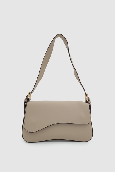 Wuclo حقيبة كتف باجيت ذات ملمس صلب وحزام قابل للتعديل من جلوس، لون كريمي