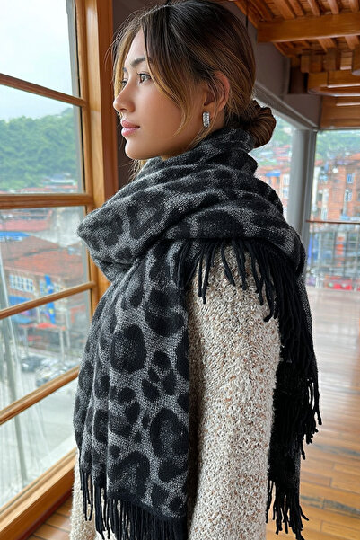 LAGRANZE Eșarfă largi pentru femei cu model leopard francez