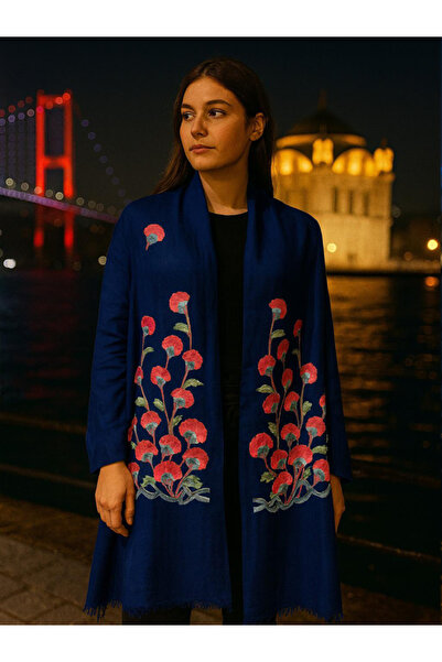 fiore fashion شال مارينو 85% كشمير 15% حرير مطرز