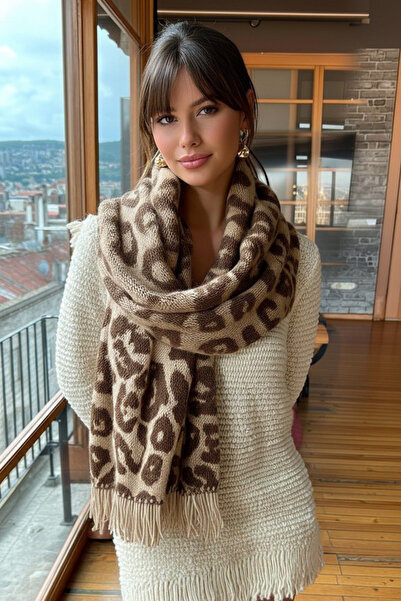 LAGRANZE Women's French Leopard Print Casual Scarf Shawl