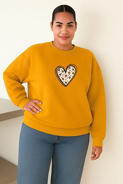 BENROMA ПАТИЛИ СЪРЦЕ ПЕЧАТАНА ГОЛЯМА РАЗМЕР УНИСЕКС СВИТШОРТ