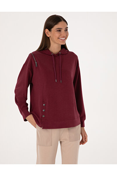 Pierre Cardin Vişne Oversize Modal Blend Hooded Sweatshirt 50309057-Vr223