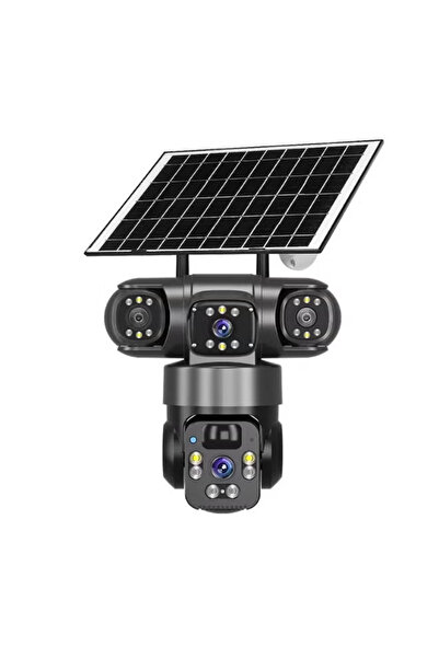 Generic كاميرا مراقبة تعمل بالطاقة الشمسية مع عدسة ثلاثية، وشاشة عرض ثلاثية الأبعاد، وتقييم، ومراقبة عن بُعد بتقنية 4G