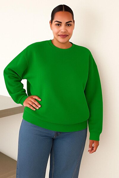 BENROMA 3-нишков памучен плат от прениран памук, унисекс суитшърт, голям размер.