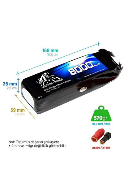 Genel Markalar 8000 Mah 11. 1V 3s 25C Uav & Multirotor Lityum Polimer Lipo Batarya Pil