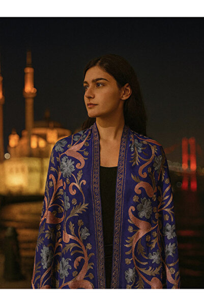 fiore fashion شال مارينو 85% كشمير 15% حرير مطرز