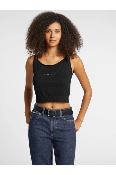 Guess Gj Scoop Kadın Siyah Ipek Karışımlı Triko Top W4BR17Z3HO2-JBLK