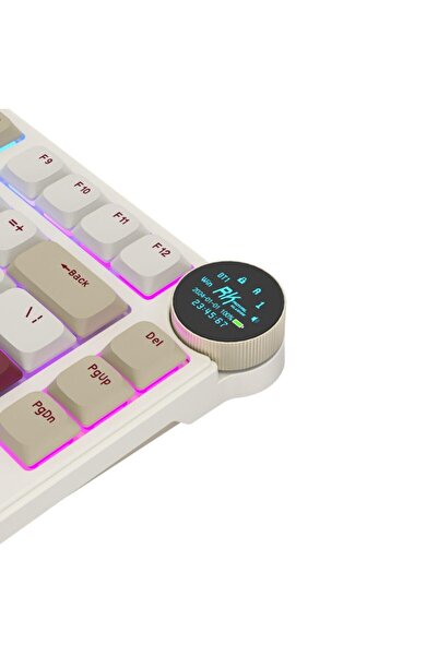 ROYAL KLUDGE N80 Low Profile Kablosuz Us Gaming Klavye (Beyaz-Kırmızı)