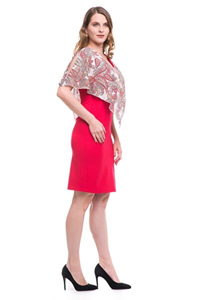 AD Fashion Pink tapered dress with printed veil cape 01R22i2051 - 50 EU