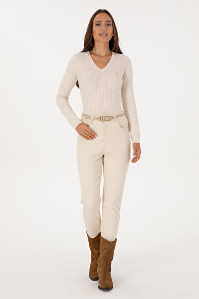 U.S. Polo Assn. Pulover de bază pentru femei, crem Melange 50307710-VR159