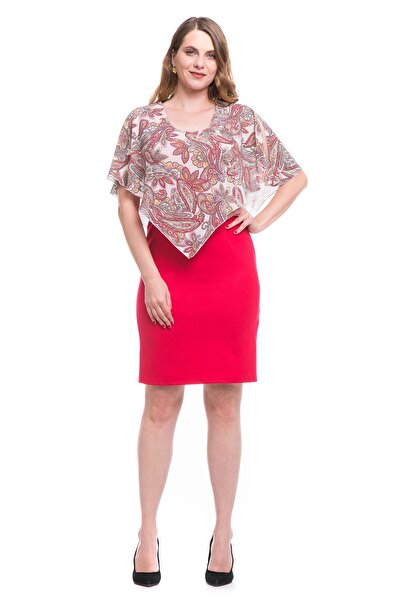 AD Fashion Pink tapered dress with printed veil cape 01R22i2051 - 50 EU