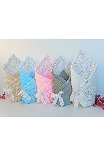 OMY بطانية أطفال من قماش الكروشيه للأولاد والبنات مع تطريز دمية دب، مناسبة لحديثي الولادة عند الخروج من المستشفى