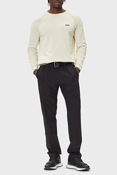 BOSS Pamuk Karışımlı Regular Fit Bisiklet Yaka Logolu Kazak Erkek KAZAK 50541938 131