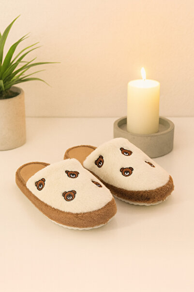 Behtah Kundura Women's House Slippers Plush Panda Figured Slippers Dowry and Bundle Slippers Do Not Make Noise Thick Sole