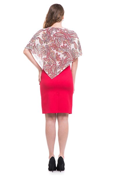 AD Fashion Pink tapered dress with printed veil cape 01R22i2051 - 50 EU