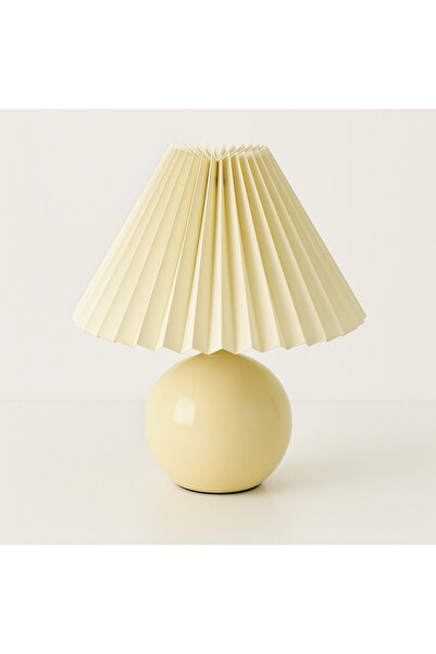 EvLight Asel Cream Pleated Fabric Headboard Metal Lampshade