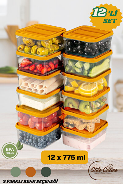 Stile Cucina منظم ثلاجة مكون من 12 قطعة، حاوية تخزين مناسبة للميكروويف (12 × ...