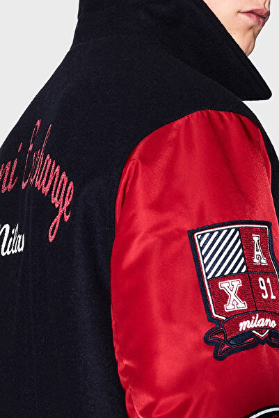 Armani Exchange Logo Embroidery Detailed Wool Blend Relaxed Fit Bomber Jacket Men's Jacket Xm001106 Af