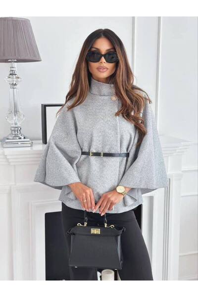 MAXORA SHOP Cape with ribbed fabric belt