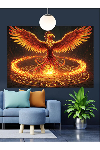 Tablo Mega Alevli Anka Kuşu Dekoratif Kanvas - Mdf Ahşap Tablo