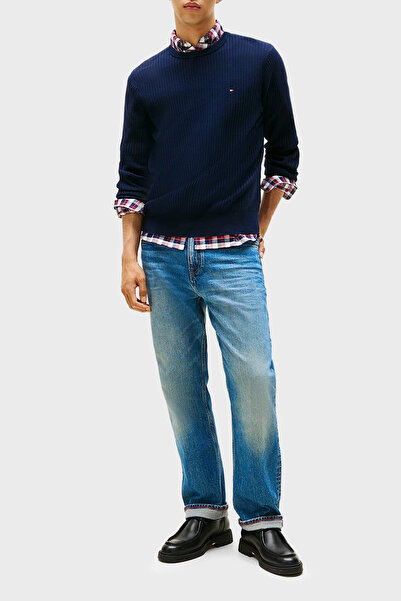 Tommy Hilfiger Pamuk ve Kaşmir Karışımlı Regular Fit Bisiklet Yaka Kazak Erkek KAZAK MW0MW40449 DW5