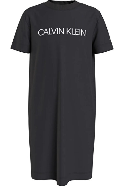 Calvin Klein INST LOGO T-SHIRT DR Kadın Siyah Elbise
