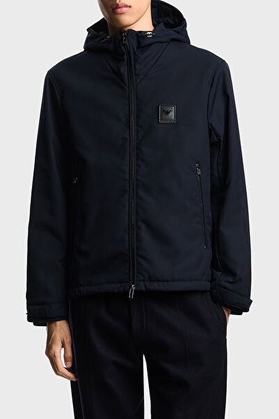 Emporio Armani معطف بقلنسوة ذو مقاس عادي مع شعار للرجال MONT EM003417 AF18264...