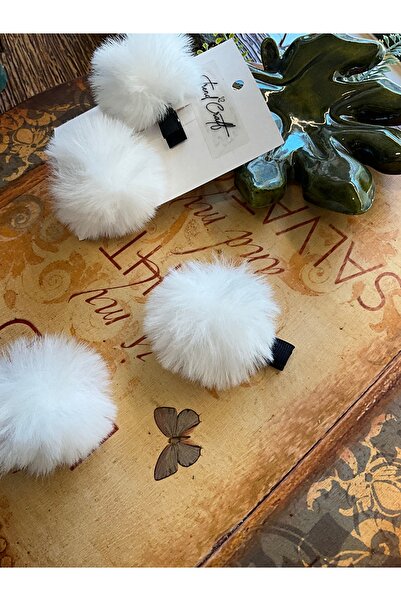 TrendCraft Beyaz ponponlu 2’Li Klips Toka