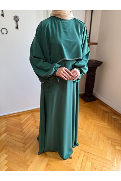 Navra Taşlı Kol Abiye 5066 zümrüt yeşili